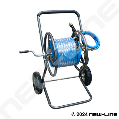 Portable Air Hose Reel with Swivel Base and Red Serpent Hose